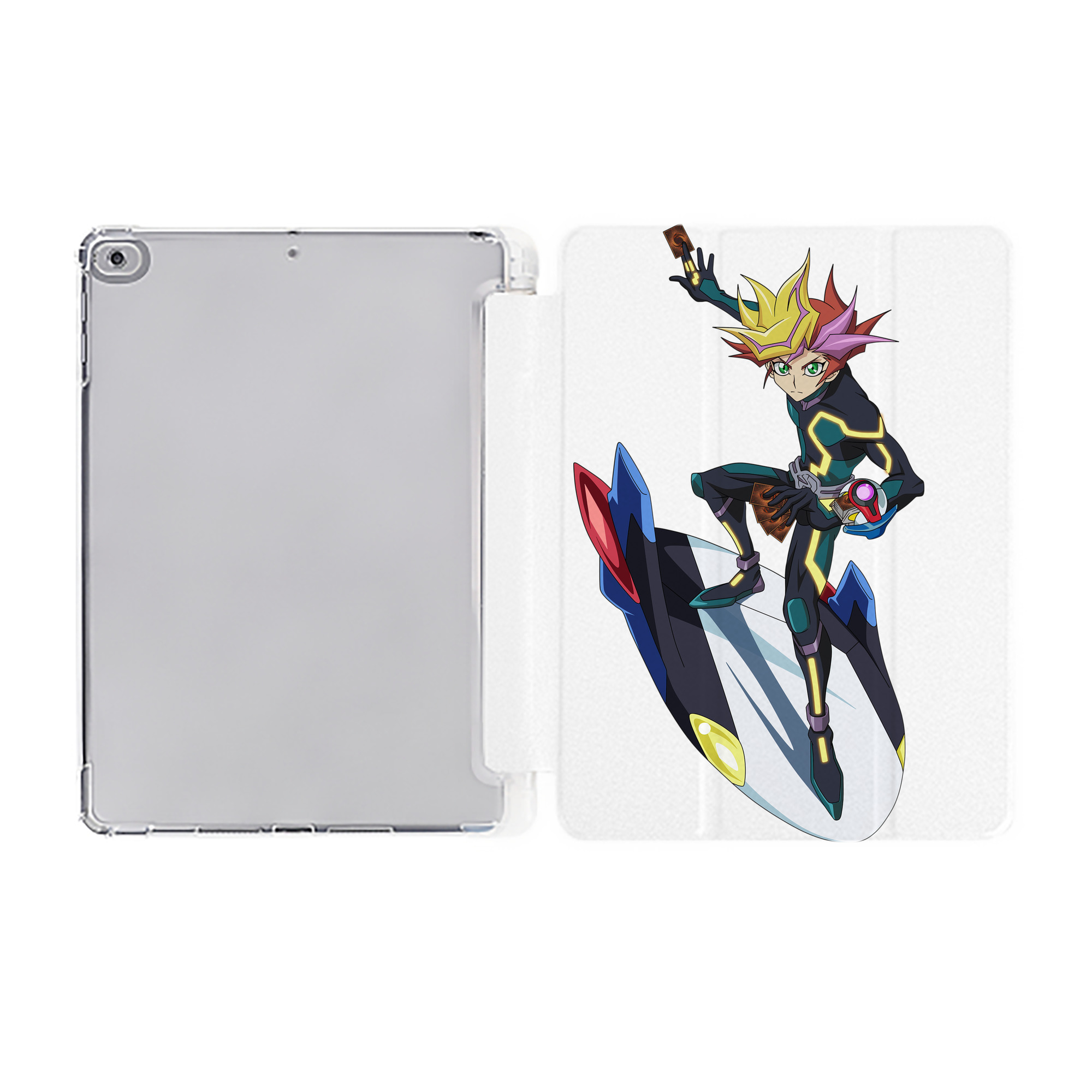 （画像用） 遊☆戯☆王 Yu-Gi-Oh! IPad ケース ペン収納付き 三つ折りスタンド PUレザー×シリコン 対応機種9.5/10.5/10.9インチ